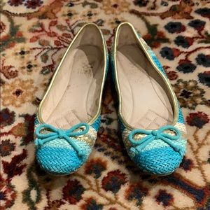 Blue Woven Flats